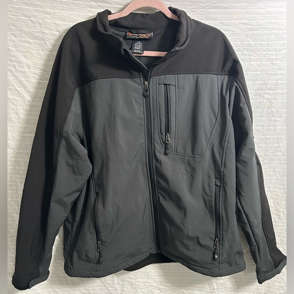 Free Country Mens Knit Fleece Jacket Black Full Zip Quilted Overlay Size XXL - Picture 1 of 10